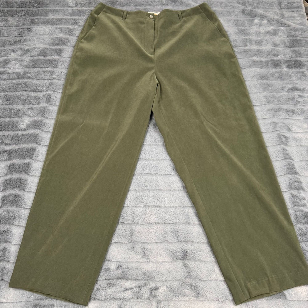 Talbots Womens Size 14 Olive Green Stretch Straight Leg Trousers Dress Pants